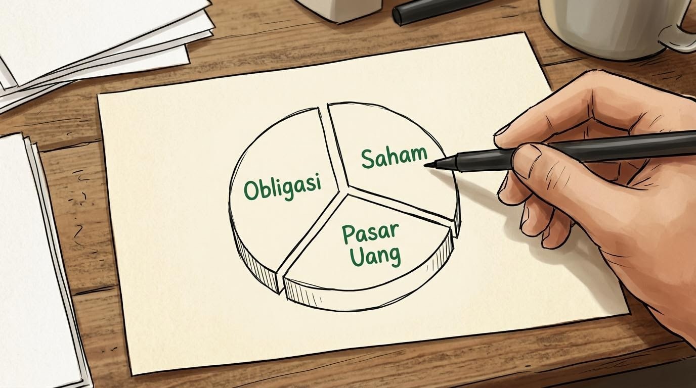 Ilustrasi konsep alokasi aset dan diversifikasi portofolio