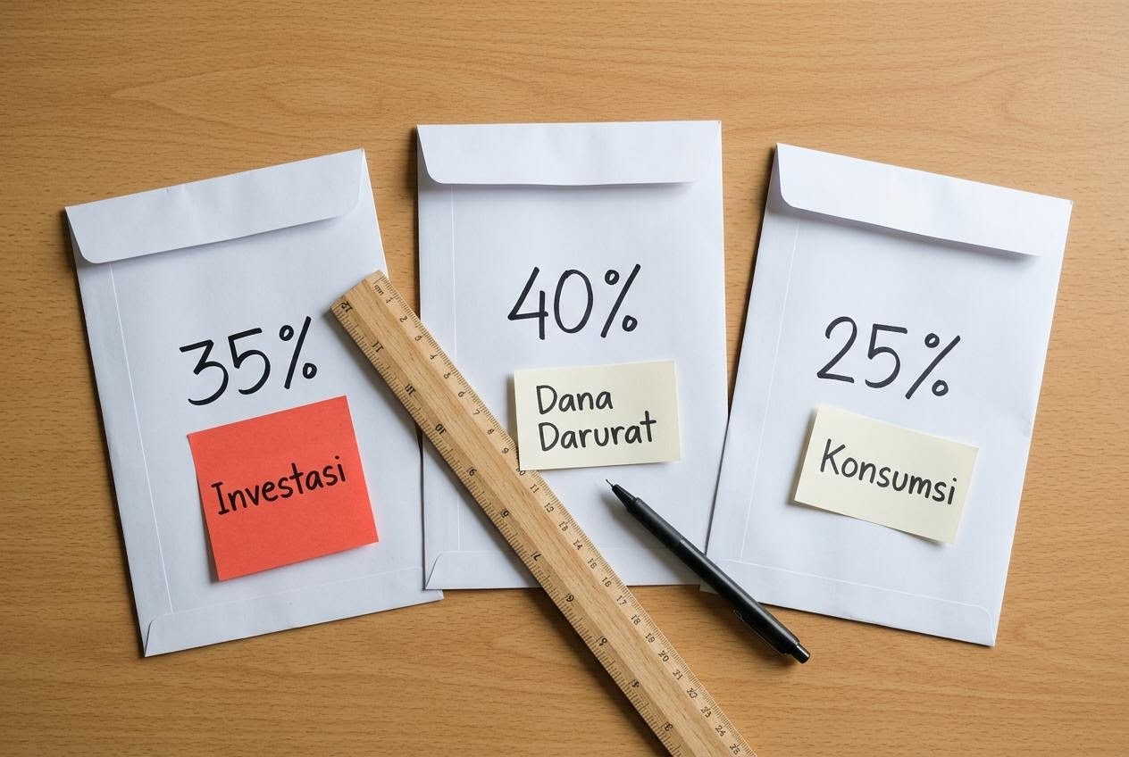 Folder alokasi aset berlabel proporsi investasi